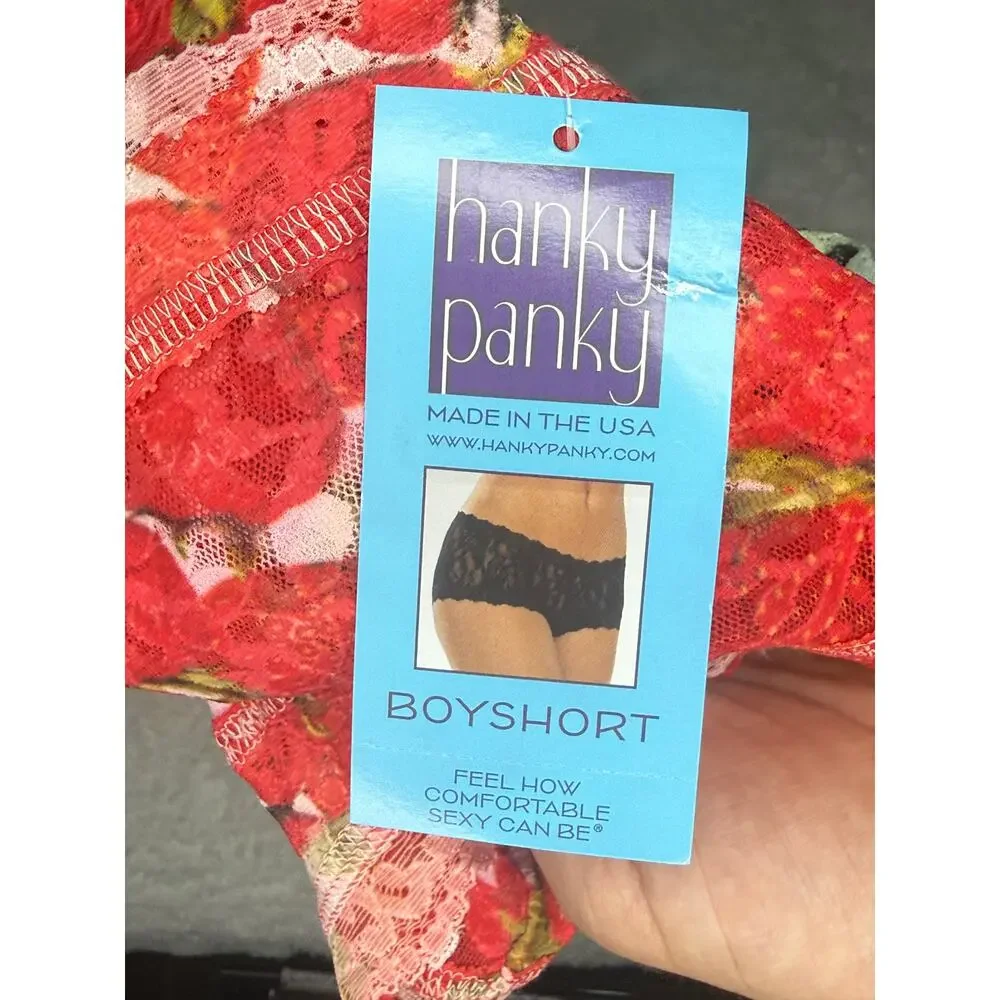 NWT Hanky Panky Strawberry Print Lace Boyshort Panties Size S